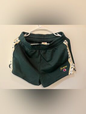 Champion Dark Green Kids Athletic Shorts with Cream Trim